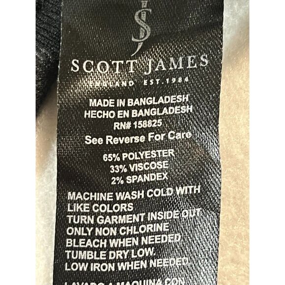 Scott James Black Plaid Flannel Faux Leather Flip Cuff Large England Modern Prep - Picture 10 of 12